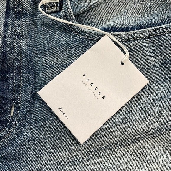 NWT Kancan The Ann Hem Distressed Jean Shorts Size 27 Denim - Picture 3 of 10